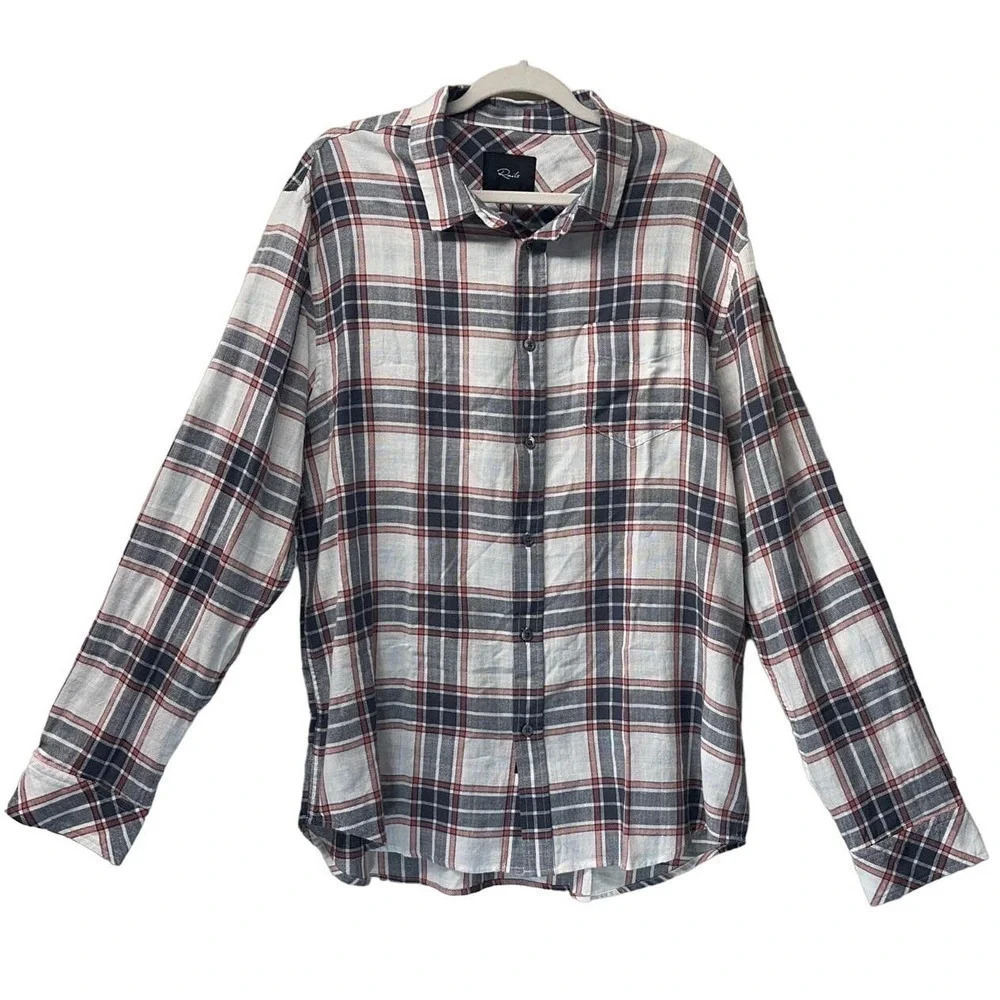 Rails Mens XL Wyatt White Melange Steel Long Sleeves NEW